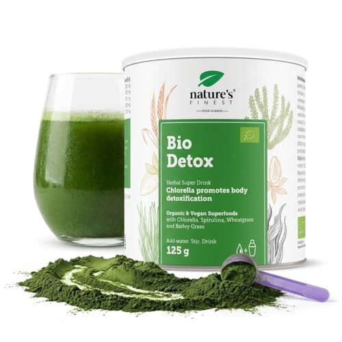 Nature's Finest BIO Detox Superfood Mix - Pulver zur Entgiftung des Körpers mit Hohem Protein, Ballaststoff, Eisen und Vitamin C - Vegan, 125 g