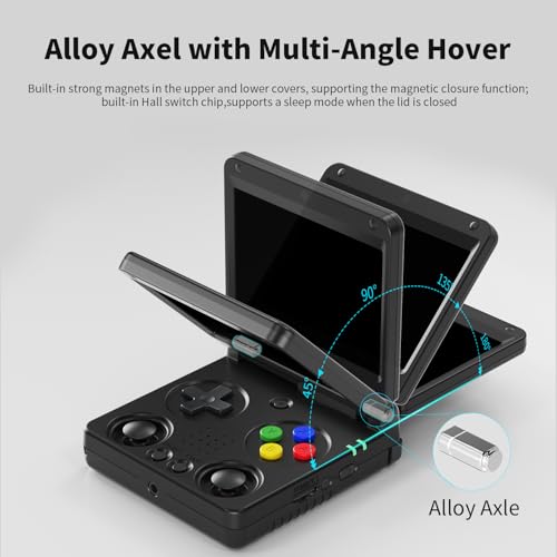 Image of Anbernic RG34XXSP Foldable Retro Handheld Game with 3.4 Inch IPS Screen Linux System Built-in 64G TF Card 5000+ Games Handheld Emulator Support 5G WiFi Bluetooth TV Output(Black)