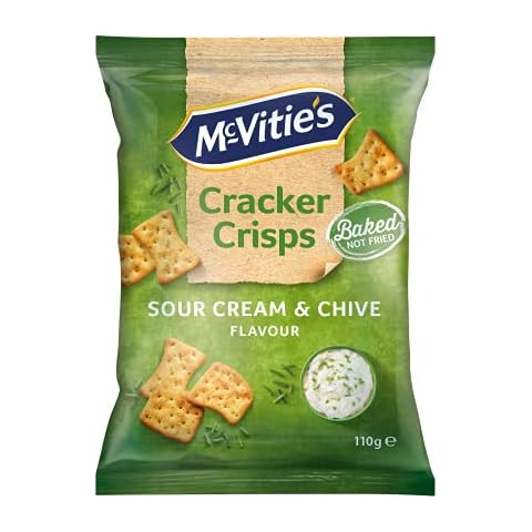 McVitie's Cracker Crisps Sour Cream & Chive, herzhaft gewürzter Snack mit Sour Cream und Schnittlauch Geschmack, knusprig im Ofen gebackene Kräcker, 14x110 g Cover