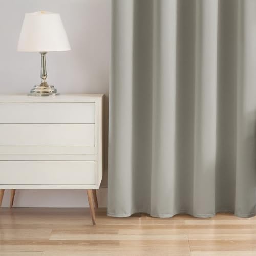 Image of LINENWALAS 100% True Blackout Solid Curtains for Window (5 Feet)-Set of 2|Matte Finish Complete Light Block|Thermal Insulated & Noise Reducing Room Darkening Curtains|UV Protection (Light Grey)