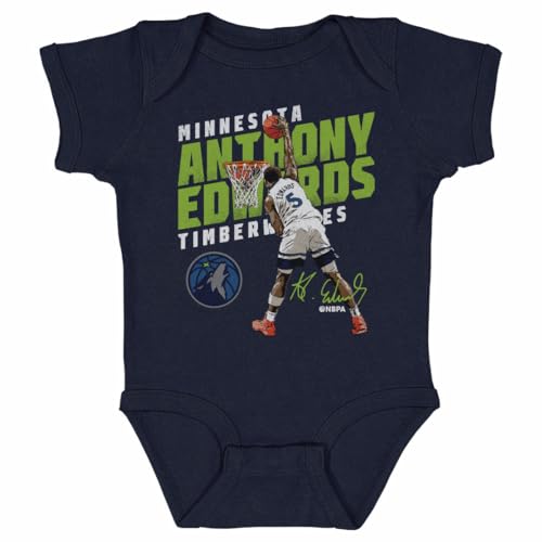 500 LEVEL Anthony Edwards Minnesota Timberwolves Slant One-Piece Infant Bodysuit (Navy, 24M)