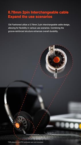 Image of Moondrop Old Fashioned 40mm On-Ear Headphone with 0.78mm 2pin Cable 3.5mm Plug