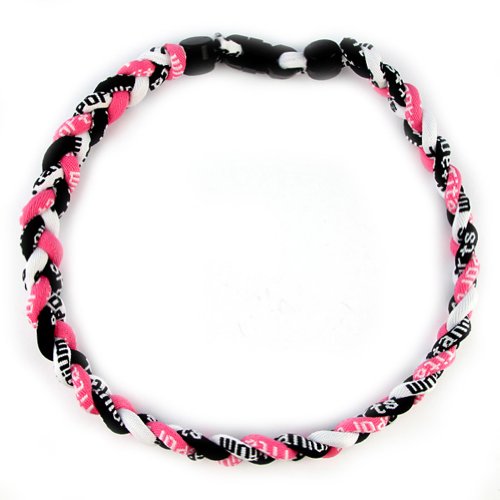 MapofBeauty 18 Sport Braided Rope Tornado Necklace Pink/Black/White