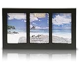 Klikel Three Photo Collage Solid Black Wood Picture Frame - 3 Opening 4 X 6 Picture Slots