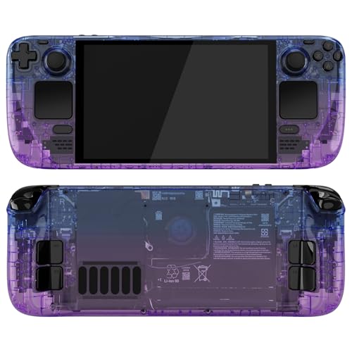 eXtremeRate Coque pour Steam Deck OLED Console avec Boutons,Coque Avant Plaque Arrière pour Steam Deck OLED et Boutons Remplacement-Jacinthes Translucide Dégradé(sans Console)