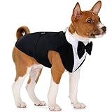 Small Dog Bowtie Tuxedo Suit Pet Costume Set, Puppy Cat Formal Shirt with Adjustable Bow Tie Wedding