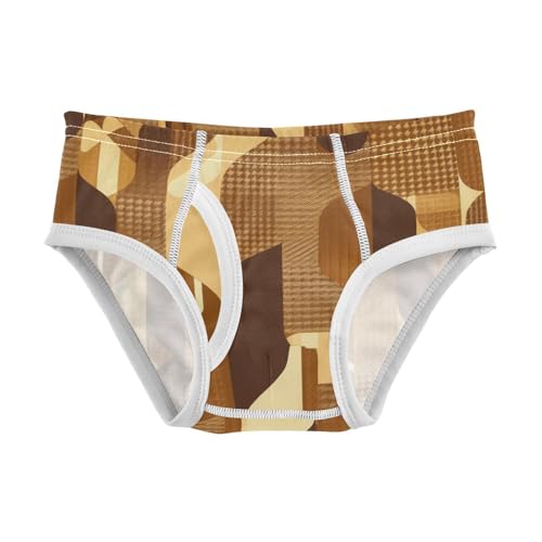KLL Brown Houndstooth Gold Toddler Boys Cotton Boxer Briefs Breathable Children Undies