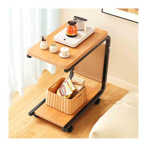 Mesa auxiliar en forma de C giratoria 360 grados y mesa de sofá estrecha móvil 2