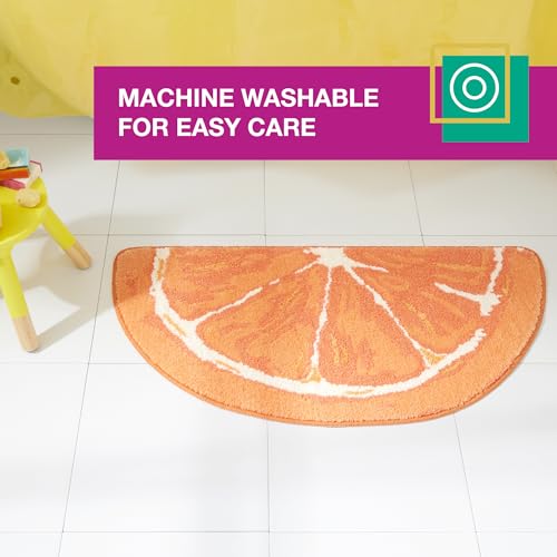 Tapis de bain orange absorbant antidérapant et lavable en machine 88cm