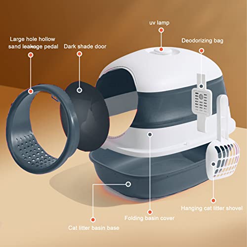 Caixa de Areia para Gatos Com Tampa, Totalmente Fechada à Prova de Respingos à Prova de Vazamento de