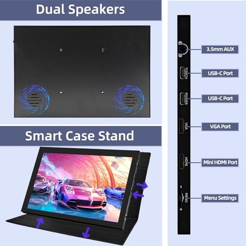 Image of 10.1inch Touchscreen Monitor, 1280x800 Dual-Speaker HDMI VGA Portable Monitor for PC /Laptop /Raspberry Pi /Banana Pi /Game Console