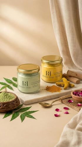 Image of Neem & Ubtan Multani Mitti Combo Pack | 200g Each | 100% Organic Fuller's Earth for Face, Hair & Skin | Natural Acne Control, Oil Control & Glow Face Pack
