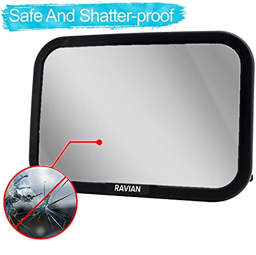 Ravian SNF- RAV-BSM Baby Car Mirror Rear Facing Baby Essentials 100% Shatterproof Safest Clear View 360° Adjustable To All Seats And Ages Crash Tested Fully Assembled thumb #5