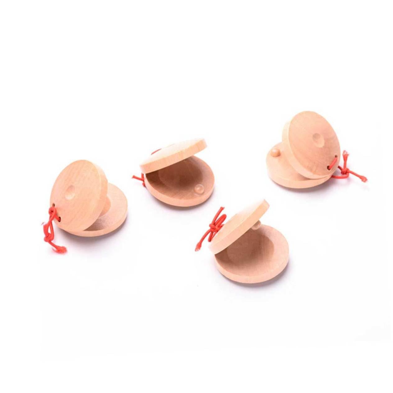 BESPORTBLE 4pcs Wooden Finger Castanets Early Musical Education for Safe Wood Percussion Instruments with Smooth Surface for Hand Eye Coordination and Music Perception Wood Color Blue