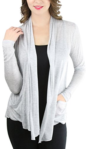 Image of ToBeInStyle Womens Open Front Long Sleeve Lightweight Asymmetrical Draped Cardigan with Side Pockets