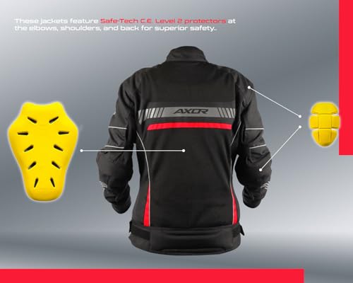 Image of Axor Diva Riding Jacket MaxTec 600-D Textile for Women equipped with -Tech C.E. level 2 protectors at the elbows /shoulders /back and high tenacity mesh fabric for maximum ventilation-Black Red-L