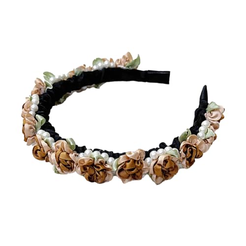 Diadema de flores, corona floral para mujeres, novias y princesas, ideal para bodas, bautizos, comuniones y fiestas de carnaval, accesorios de pelo para ocasiones festivas, marrón
