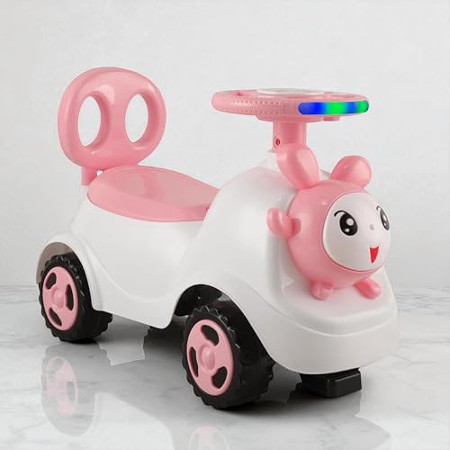 Image of kidsROAR Push Ride On Car for Kids 1-5 Years | Baby Push Car with Music, 3D Lights & Backrest | Premium Ride On Toy Supports Up to 35kg (Rabbit, Pink)