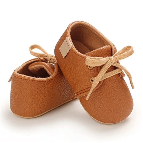 Willfun Baby Boys Girls Pu Leather Shoes Soft Rubber Sole Lace-Up Sneakers Infant Crib Shoes For Toddler First Walkers A/Brown #TOP4