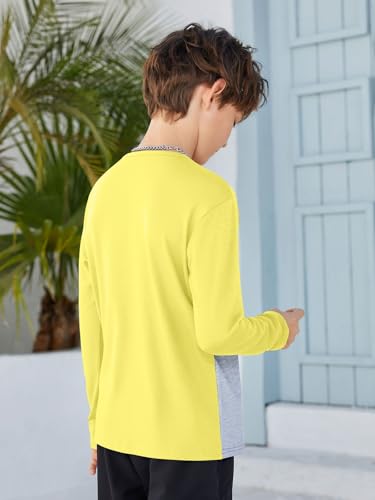 Image of ZDC Kids Boys Long Sleeve T-Shirts Color Block Crewneck Fashion Basic Tee Tops 5-14 Years