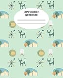  Mid Century Modern Composition Notebook 100-Page Lined Paper (Wide Ruled): Teal Minimal Design 7.5\