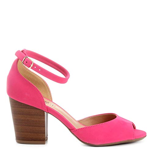 Sandália Drezzup Salto Grosso Camurça Feminina - Pink - 39