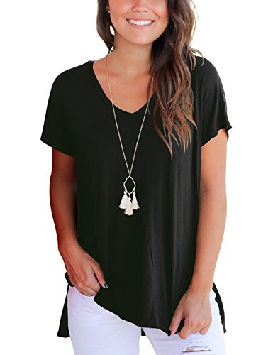 Dasbayla T-shirt scollo a V manica corta per donna...