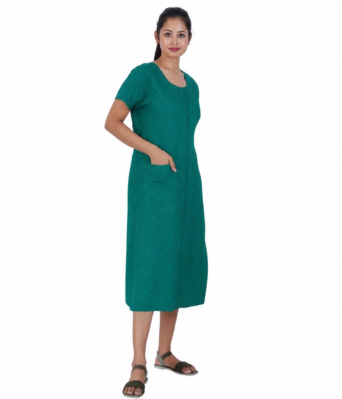 Image of MENMAII Women's [L-4XL] Full Open /Front Buttoned [a Kind of Adaptive Clothing] Multipurpose Nighty for Maternity /Pregnancy /Elderly /Patient /Feeding /Hospital Purpose Nighty Calf Length