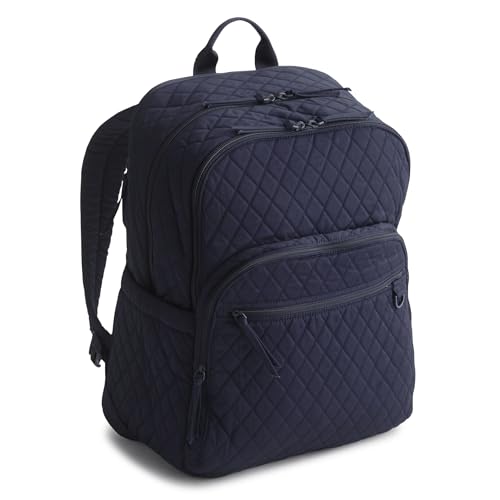 Image of Vera Bradley Women's Premium Cotton Large Bancroft Backpack, Peacoat, One Size