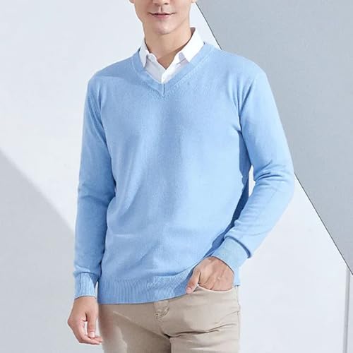 V Neck Solid Color Slim Fit Pullover Sweater Mens Spring Autumn Casual Fashion Elegant Business2