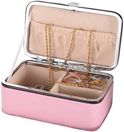 Shiwaki Pink Jewellery Box, Faux Leather Jewelry Case, Jewelry Storage Case for Rings Earrings, Necklace