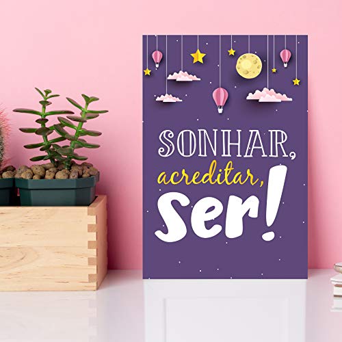 Placa MDF Infantil Frase Menina Sonhar Acreditar 30x40cm