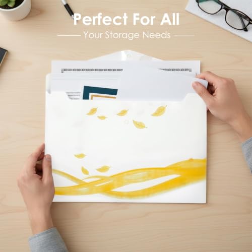 Image of Shuban A4 Plastic File Folder Document Organizer, Plastic File Holder with Snap Button, Waterproof Certificate Folder for Office, School, Home (Style-9- Leaf Printed Folder- 5 Pcs -Multi Color)