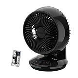 Lasko Air Circulator Fan, Whirlwind Orbital Motion Table Fan, 3 Speeds, Timer, Dark Mode, Remote Control Small Room Fan, Black, A12558