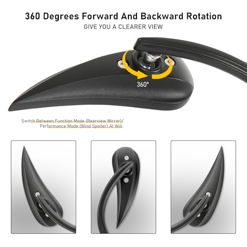 Image of Motorcycle Mirror,10mm Motorbike Rear View Mirror Irregular Shape Compatible with Harley Street Glide Electra Glide Road King Softail Touring Sportster and More (Black Leaf Shape)