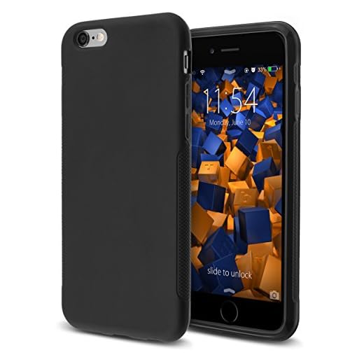 mumbi Fodral kompatibelt med iPhone 6/6S mobiltelefonfodral dubbel GRIP, svart