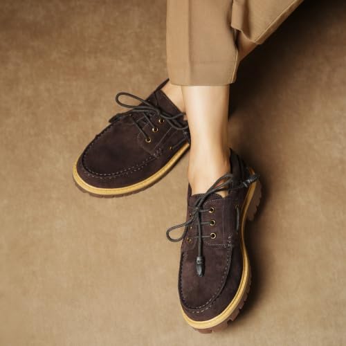 Image of Theater Passengers Loafers for Women in Suede | Stylish Chunky Penny Formal Loafers | Lightweight Comfortable Footwear with Cushioned Insole
