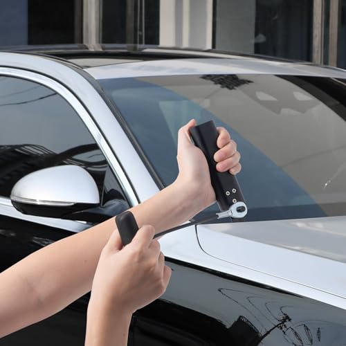 Image of Windshield Removal Tool Kit - Quick Release Cold Knife with 3 Replaceable Blades, 2 Sealant Scrapers & 1 Straight | Window Removal Kit for Car Truck SUV | Windscreen Replacement | Includes 3 Cut Blades, 2 Sealant Scrapers,1 straight bar& Storage Box