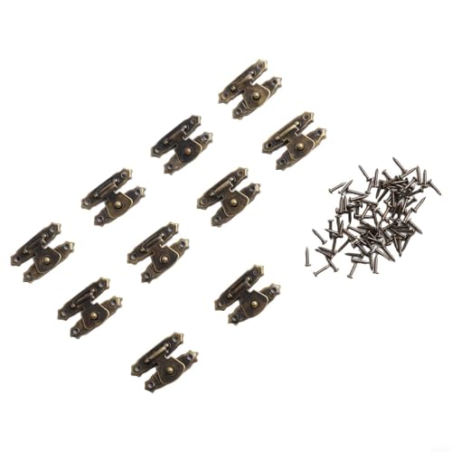 Lot de 10 loquets en bronze antique pour boîte à bijoux avec vis (bronze)