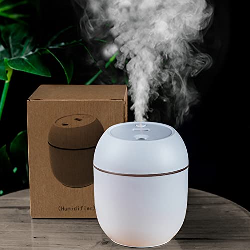 250ml USB Mini Humidifier Car Air Freshener Essential Oil Diffuser with Colorful LED Light 2 Modes Car Home USB Fogger Mister (White)