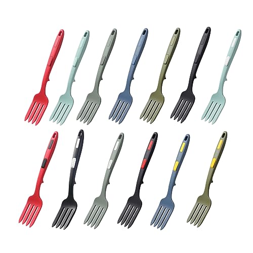 BEIDUOYANG Flexible Fork Silicone Cooking Forks Big Kitchen Fork Salad Forks Silicone Material Kitchen Accessories For Cooking Silicone Cooking Forks For Nonstick, Pure Lake Blue