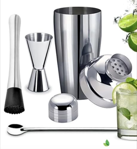 Kit Caipirinha Bartender Inox Coqueteleira 500ml 4 peças - Socado...