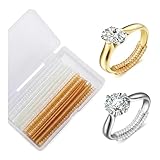 16 Pack Ring Sizer Adjuster for Loose Rings – 8 Gold + 8 Clear Silicone Guards with Storage Case, Invisible Tighteners to Make Ring Smaller Without Resizing, Fits 1-8mm Bands for Women Men