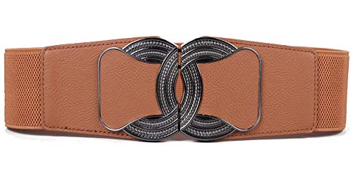 Hello My Life&Apparel Elastic Stretch Wide Butterfly Grey Knot Vintage Waist Belts for Dress (Brown, Large)