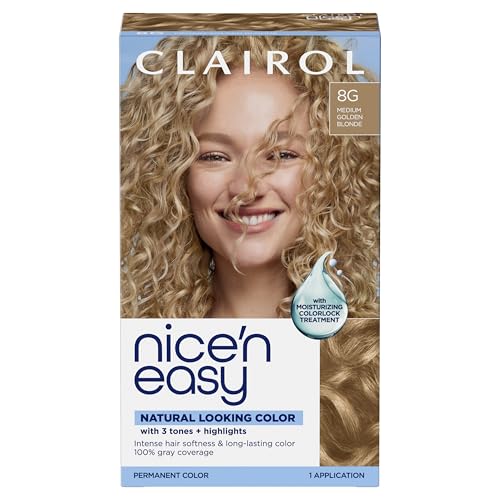 Clairol Nice'n Easy Permanent Hair Dye, 8G Medium Golden Blonde Hair Color, Pack of 1 - Packaging May Vary
