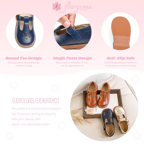 Image of Flaryzone Toddler Little Girl Mary Jane School Uniform Oxfords Flat Dress Shoes