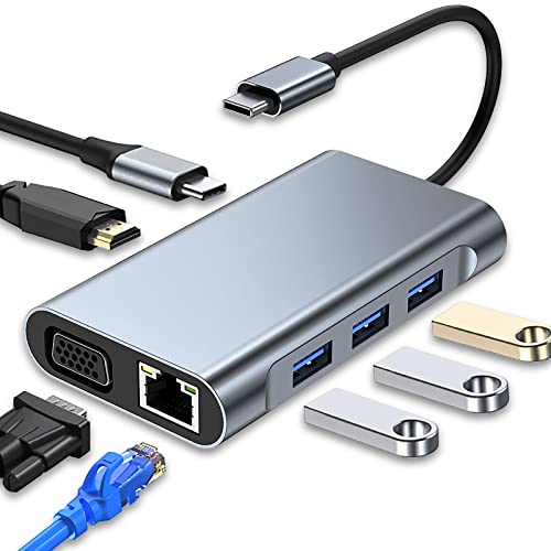 Ya en manzanajugosa.com: Adaptador multipuerto USB C 3.0 7 en 1 con 4 K, HDMI, VGA, 100 W PD y RJ45 Ethernet, estación de Acoplamiento, Compatible con MacBook Pro & Air USB C Dispositivos Tipo C