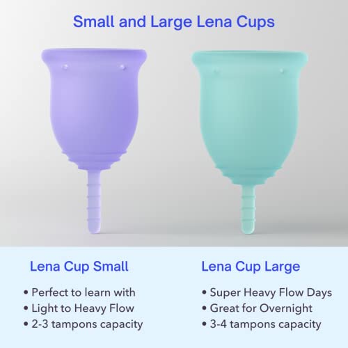Lena Menstrual Cup - 2-Pack - Reusable Period Cup - Tampon And Pad Alternative - Small And Large - Purple And Turquoise - Made In Usa #TOP5