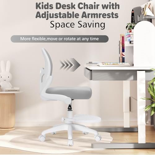 Image of HOFFREE Kids Desk Chair Ergonomic Study Chair with Flipped Armrest-Grey
