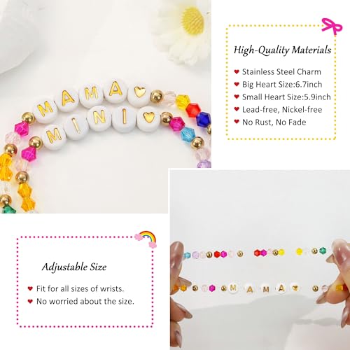 BAYLAY Back to School Bracelet - First Day of School Preschool/Kindergarten/1st Grade/2nd Grade/Back to School Stuff Gifts Supplies Mommy and Me Mommy Daughter Bracelets Heart Beaded Bracelets Gifts4
